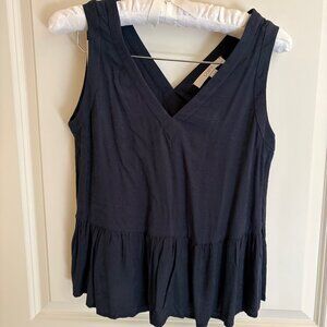 NWT LOFT Summer Top Embossed Floral Print Fabric Blue Petite SIze XSP